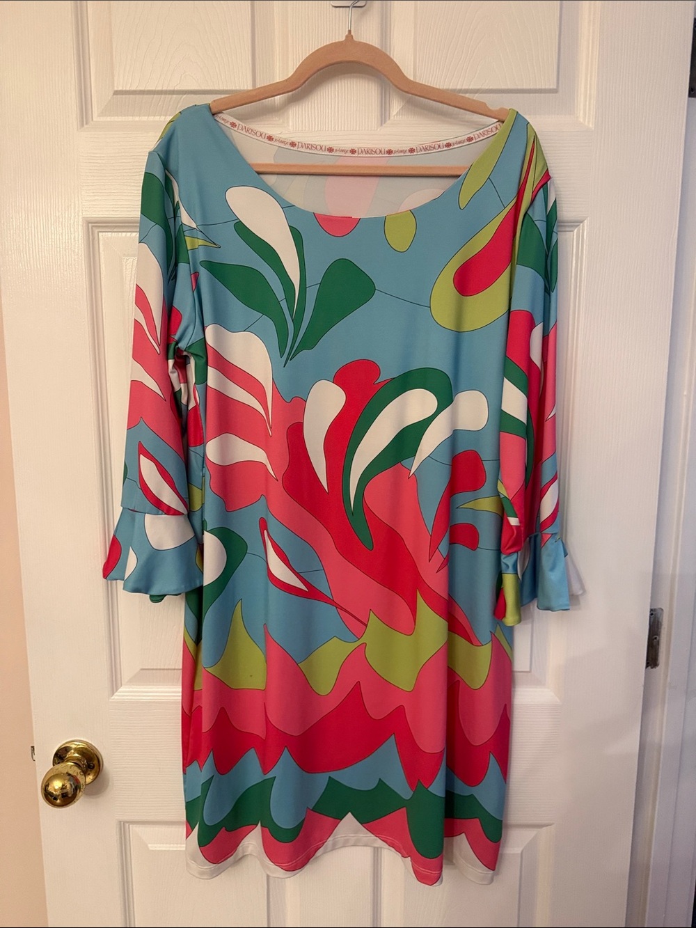 Bright Multicolor Floral-Print Long Sleeve Dress